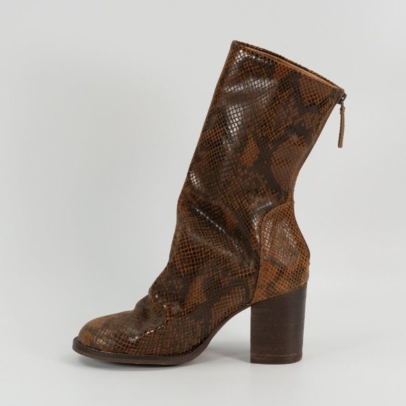 Free People Elle Block Heel Snakeskin Boots Slouchy US Women's size 9 / EUR 39 - Picture 2 of 7